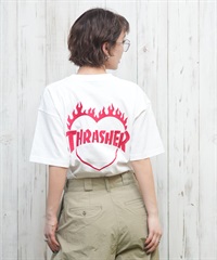 THRASHER スラッシャー 半袖 Tシャツ レディース バックプリント バーニングハート 252TH2ST030(WHT-1-M)