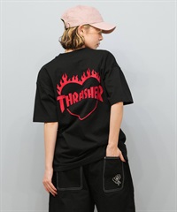 THRASHER スラッシャー 半袖 Tシャツ レディース バックプリント バーニングハート 252TH2ST030(BLK-1-M)