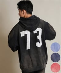 DEAR LAUREL ディアローレル プルオーバー パーカー メンズ 古着風 ヴィンテージ加工 D25F-1202 ムラサキスポーツ限定(BLK-M)