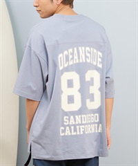 DEAR LAUREL ディアローレル 半袖 Tシャツ メンズ バックプリント 抗菌防臭 UVケア 接触冷感 CAL FOOTBALL TEE D25S2106(SAX-M)