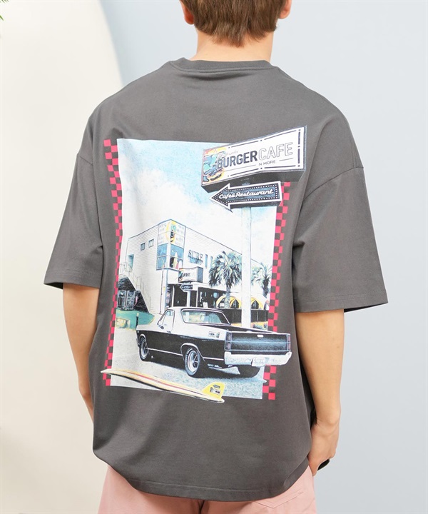 DEAR LAUREL ディアローレル 半袖 Tシャツ メンズ バックプリント 抗菌防臭 UVケア 接触冷感 SURF GARDEN TEE D25S2108