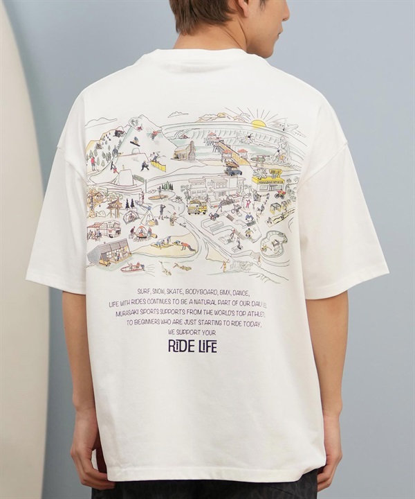 DEAR LAUREL ディアローレル 半袖 Tシャツ メンズ バックプリント 抗菌防臭 UVケア 接触冷感 MURASAKI PARK TEE D25S2109