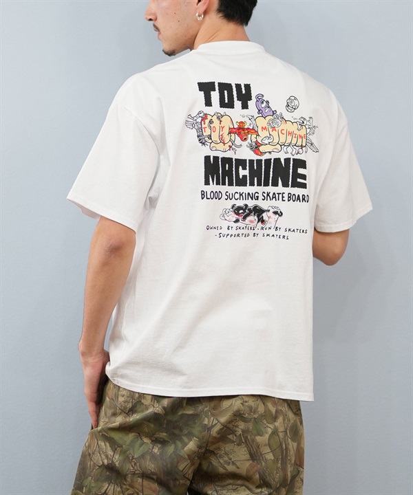 TOY MACHINE トイマシーン 半袖 Tシャツ メンズ バックプリント オーバーサイズ MTMSFST1 ムラサキスポーツ限定(WHITE-M)