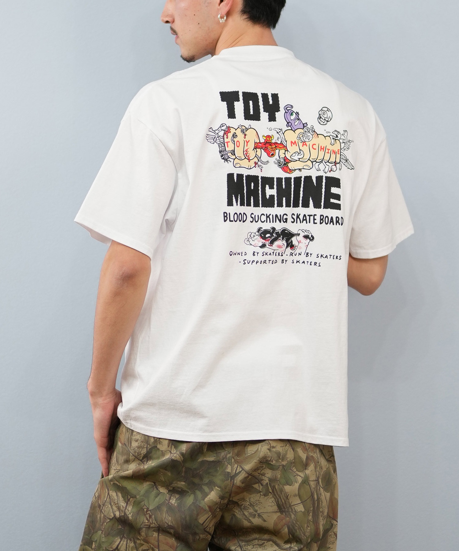 TOY MACHINE トイマシーン 半袖 Tシャツ メンズ バックプリント オーバーサイズ MTMSFST1 ムラサキスポーツ限定(WHITE-M)