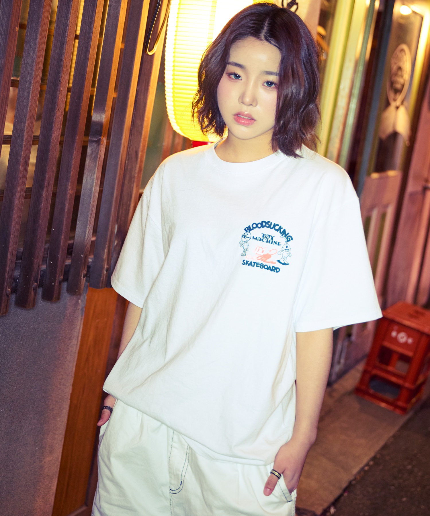 TOY MACHINE トイマシーン 半袖 Tシャツ レディース バックプリント オーバーサイズ MTMSFST16 ムラサキスポーツ限定(WHITE-M)