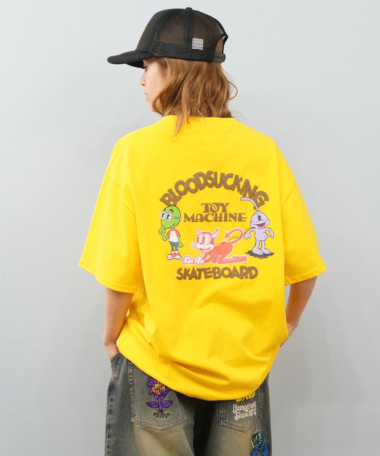 TOY MACHINE トイマシーン 半袖 Tシャツ レディース バックプリント オーバーサイズ MTMSFST16 ムラサキスポーツ限定(GOLD-M)