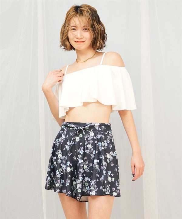 Beach Queen ビーチクイーン 水着 レディース  3点セット ショーツ付き フレア 403510(WHT-9)