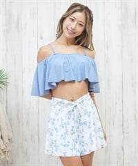 Beach Queen ビーチクイーン 水着 レディース  3点セット ショーツ付き フレア 403510(BLU-9)