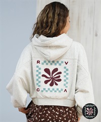 RVCA ルーカ プルオーバー パーカー レディース スウェット フーディー ショート丈 バックプリント ドルマンスリーブ 裏毛 BF044-012(BLK-S)
