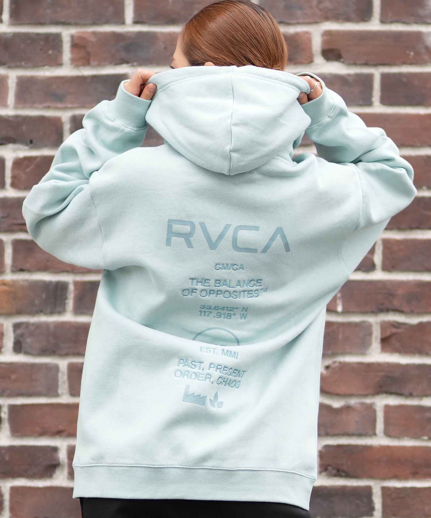 RVCA ルーカ ジップアップ パーカー レディース バックプリント ロゴ BF044-P02(MBU-M)