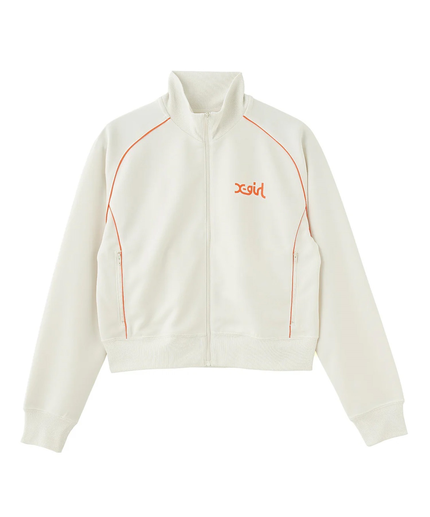 X-girl SPORTSエックスガールスポーツ アウター レディース トラックジャケット ショート丈 吸水速乾 UVカット SHORT TRACK JACKET 155251021004(WHITE-M)