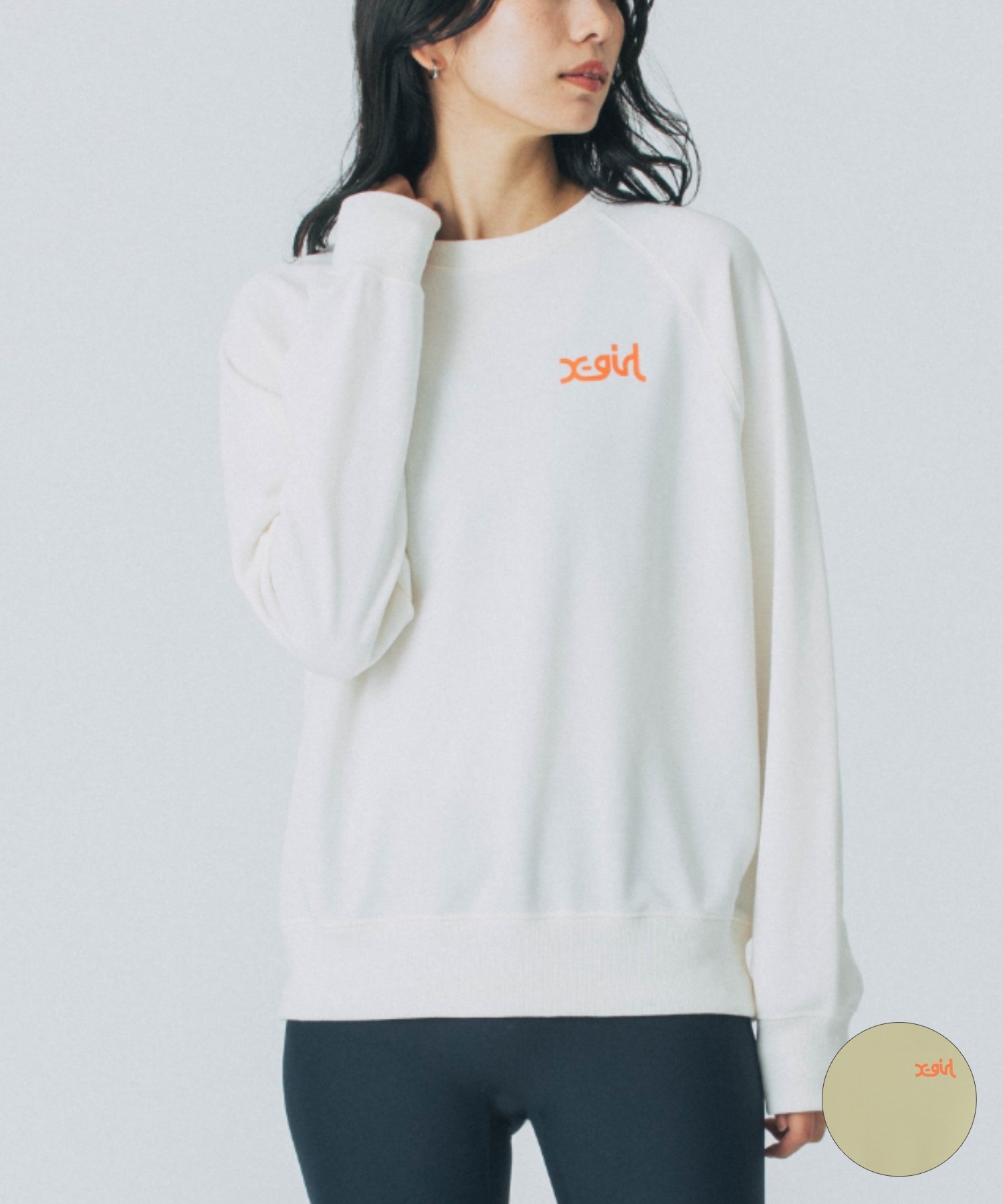 X-girl SPORTS エックスガールスポーツトレーナー レディース クルーネック スウェット 裏毛 UVカット 吸水速乾 155251012003(WHITE-M)