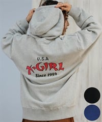 X-GIRL エックスガール ジップアップ パーカー レディース バックプリント ロゴ ARCH LOGO ZIP UP HOODIE 105253012022(ASH-S)