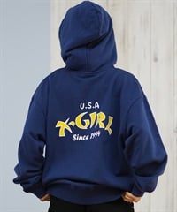 X-GIRL エックスガール ジップアップ パーカー レディース バックプリント ロゴ ARCH LOGO ZIP UP HOODIE 105253012022(NAVY-S)