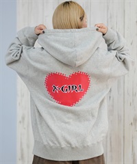 X-GIRL エックスガール ジップアップ パーカー レディース バックプリント ロゴ HEART ZIP UP HOODIE 105253012024(ASH-S)