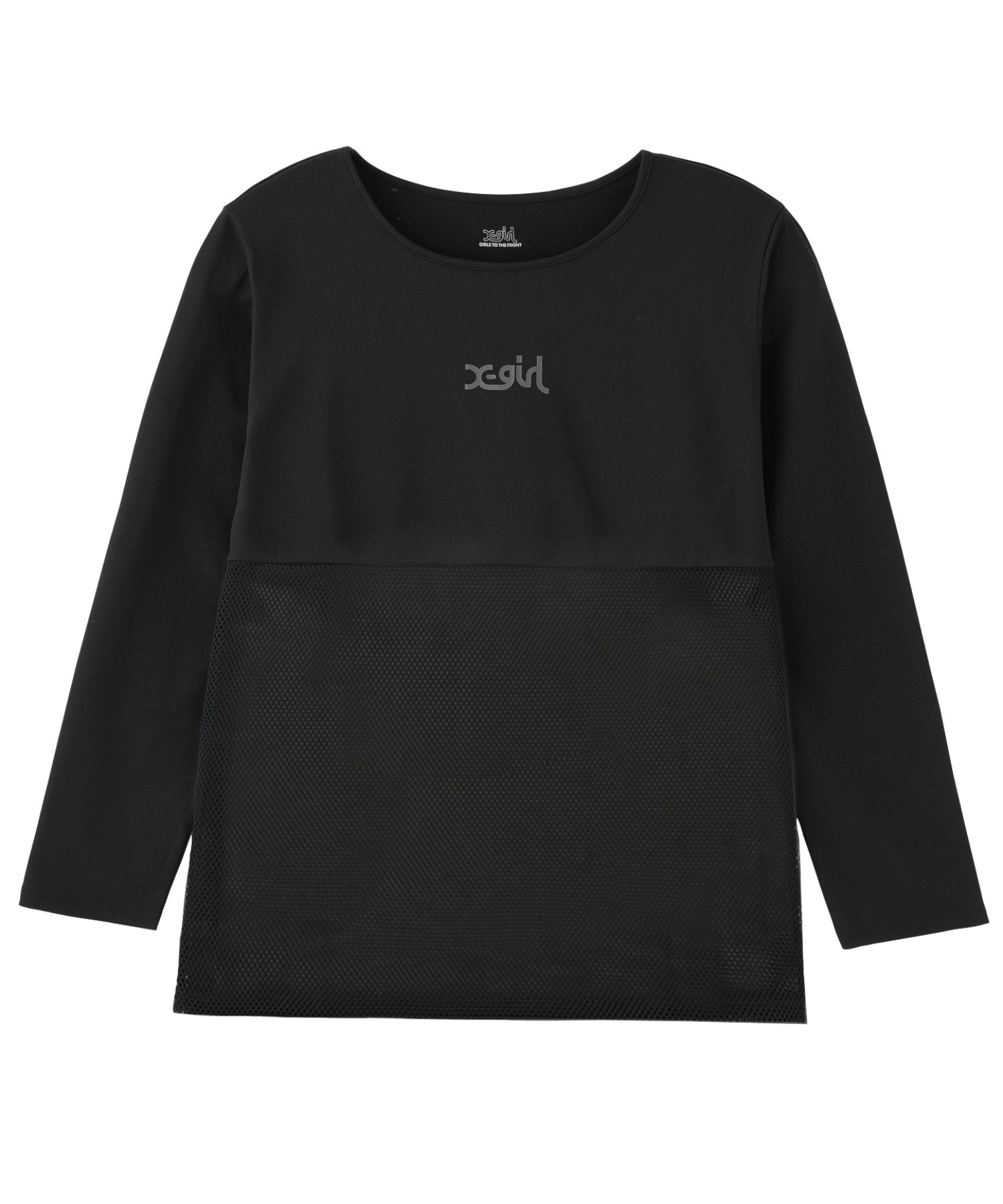 X-girl SPORTSエックスガールスポーツ長袖 Tシャツ レディース ロンT メッシュ UVカット 吸水速乾 接触冷感 155251013008(BLACK-M)