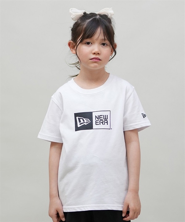 NEW ERA ニューエラ 半袖 Tシャツ キッズ Youth 半袖 コットン Tシャツ ボックスロゴ 14521378(WHT-130cm)