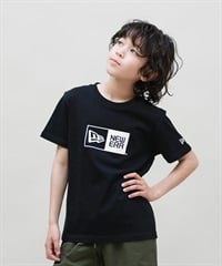 NEW ERA ニューエラ 半袖 Tシャツ キッズ Youth 半袖 コットン Tシャツ ボックスロゴ 14521379(BLK-130cm)
