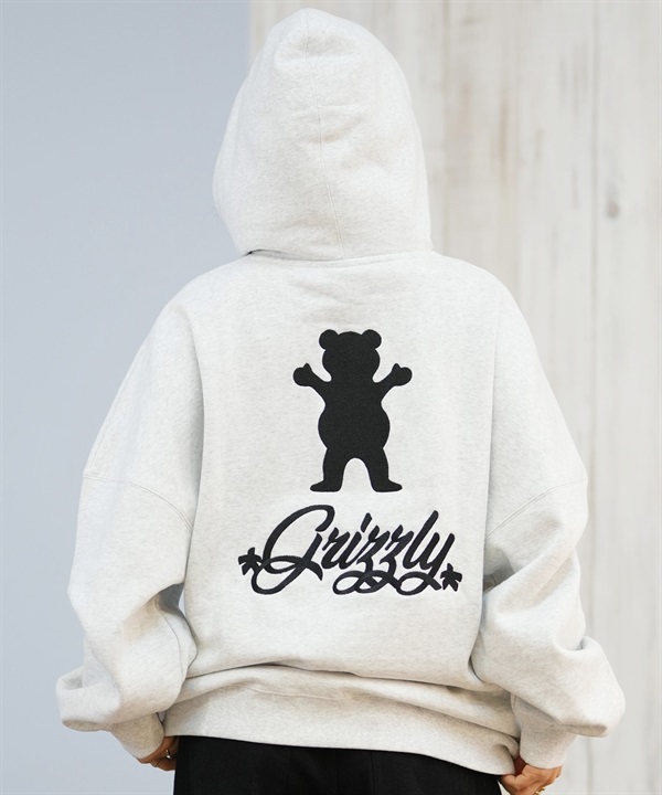 GRIZZLY グリズリー プルオーバー パーカー レディース バックプリント ロゴ 裏起毛 BIG EMBROIDERY BEAR G25FW-4332