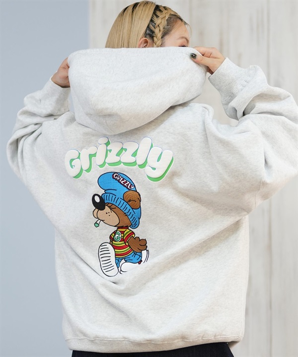 GRIZZLY グリズリー プルオーバー パーカー レディース バックプリント ロゴ KNIT HAT SMOKEY G25FW-4333