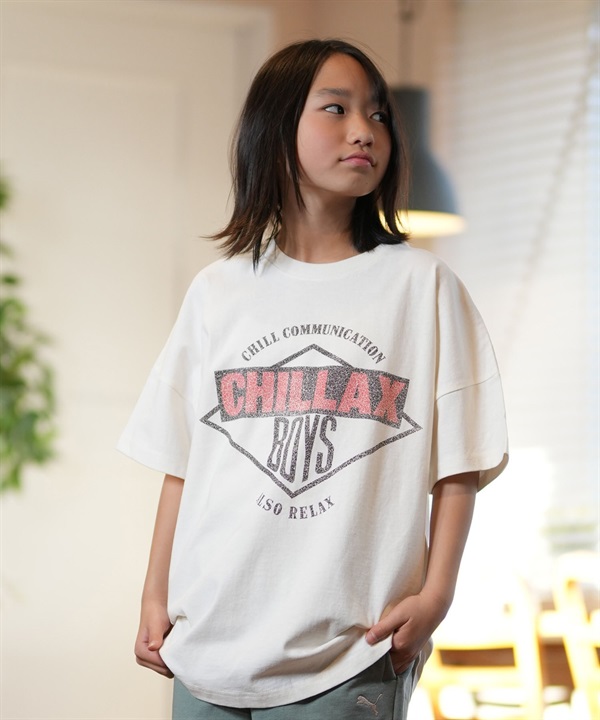 CHILLAX チラックス 半袖 Tシャツ キッズ ジュニア 子供 ヴィンテージ加工 ロゴ 252CL3ST563