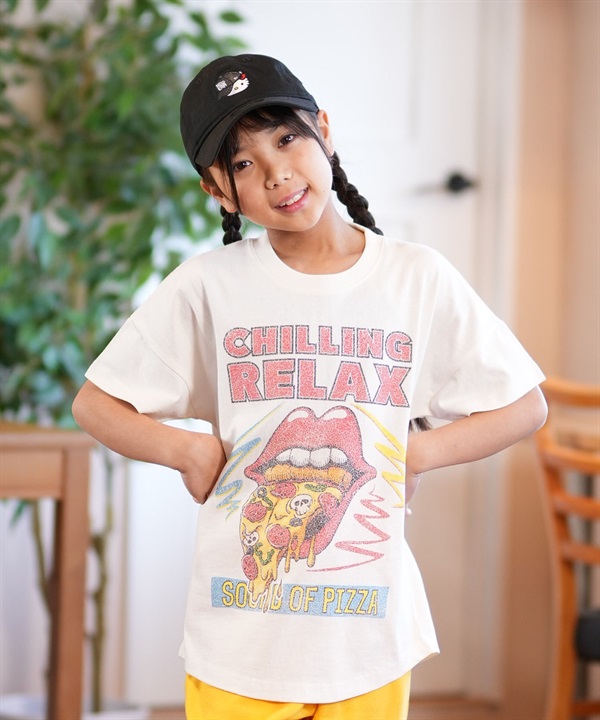 CHILLAX チラックス 半袖 Tシャツ キッズ ジュニア 子供 ヴィンテージ加工 ロゴ 252CL3ST563