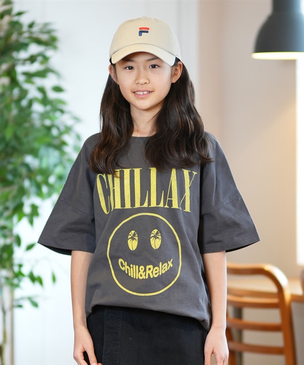 CHILLAX チラックス 半袖 Tシャツ キッズ ジュニア 子供 ヴィンテージ加工 ロゴ 252CL3ST563