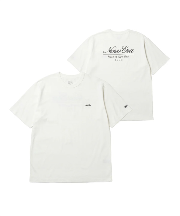 NEW ERA ニューエラ 半袖 Tシャツ メンズ バックプリント ウォッシュド コットン Classic Script Logo オフホワイト 14856635