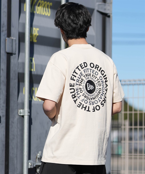 NEW ERA ニューエラ 半袖 Tシャツ メンズ バックプリント コットン Circle ロゴ クリーム 14856720