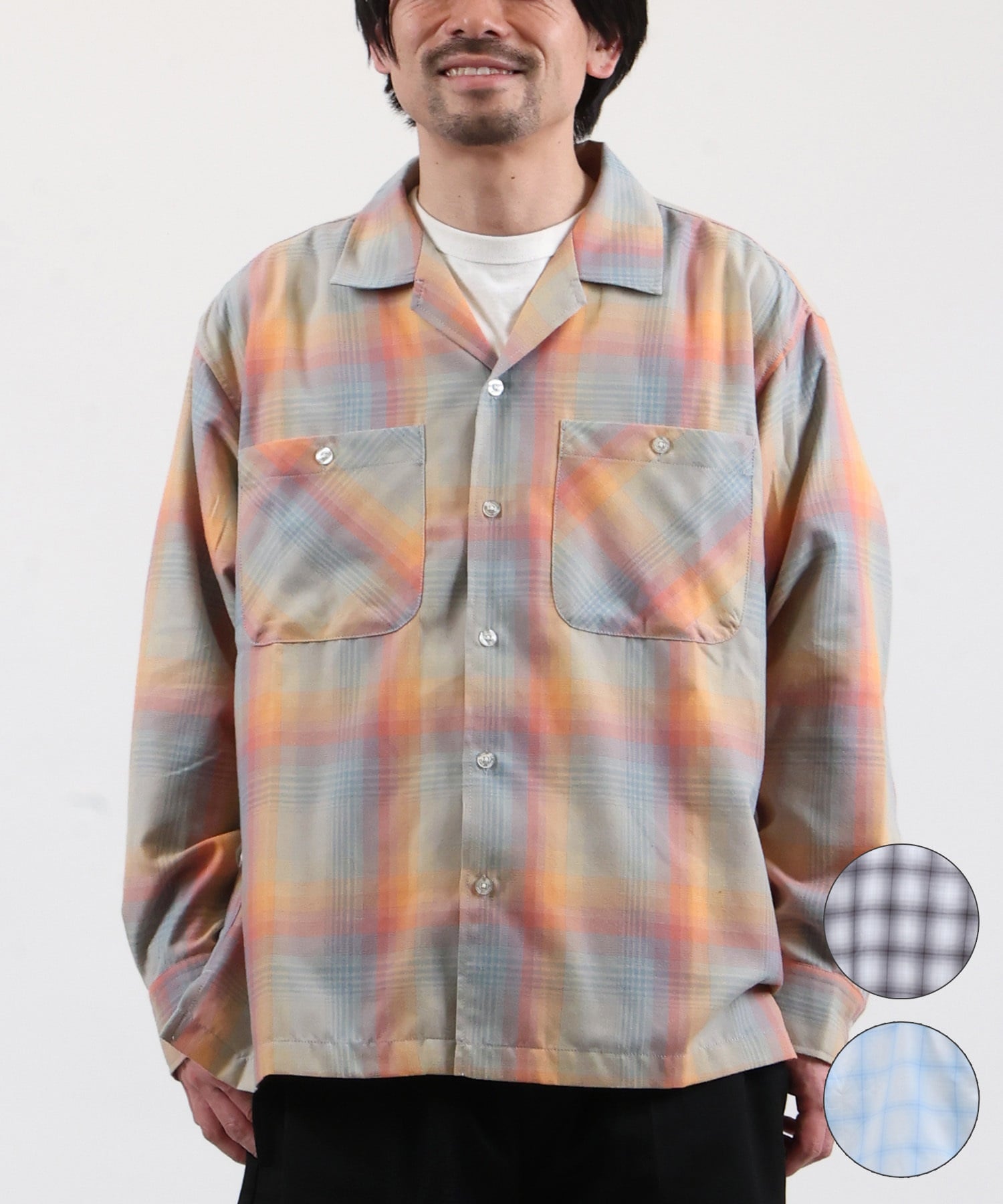 DEAR LAUREL ディアローレル 長袖 シャツ メンズ オンブレチェック 吸水速乾 DL26S-2601(BLK-M)