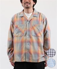 DEAR LAUREL ディアローレル 長袖 シャツ メンズ オンブレチェック 吸水速乾 DL26S-2601(BLK-M)