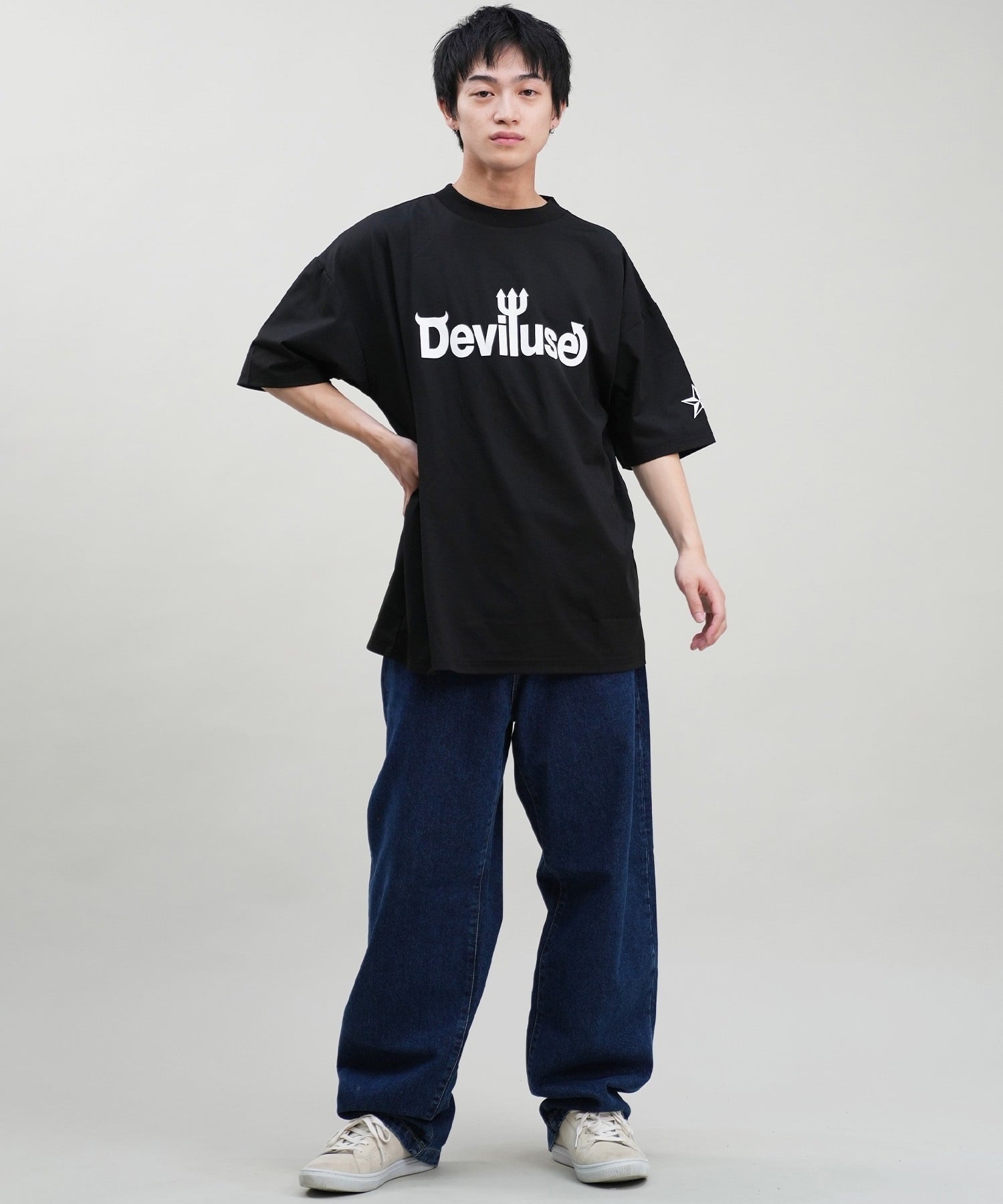 DEVILUSE デビルユース メンズ ラッシュガード 半袖 Tシャツ オーバーサイズ 水陸両用 ムラサキスポーツ限定 243OO1ST301DU(WHT-M)