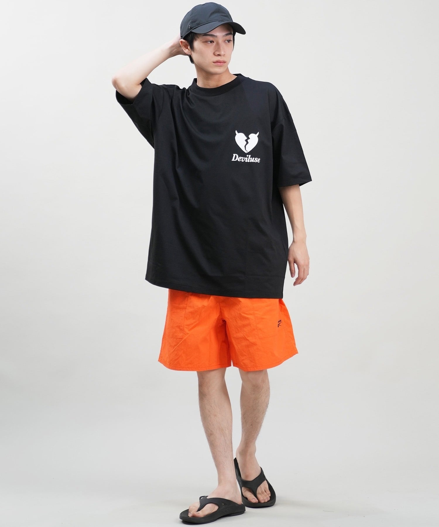 DEVILUSE デビルユース メンズ ラッシュガード 半袖 Tシャツ オーバーサイズ 水陸両用 ムラサキスポーツ限定 243OO1ST303DU(WHT-M)