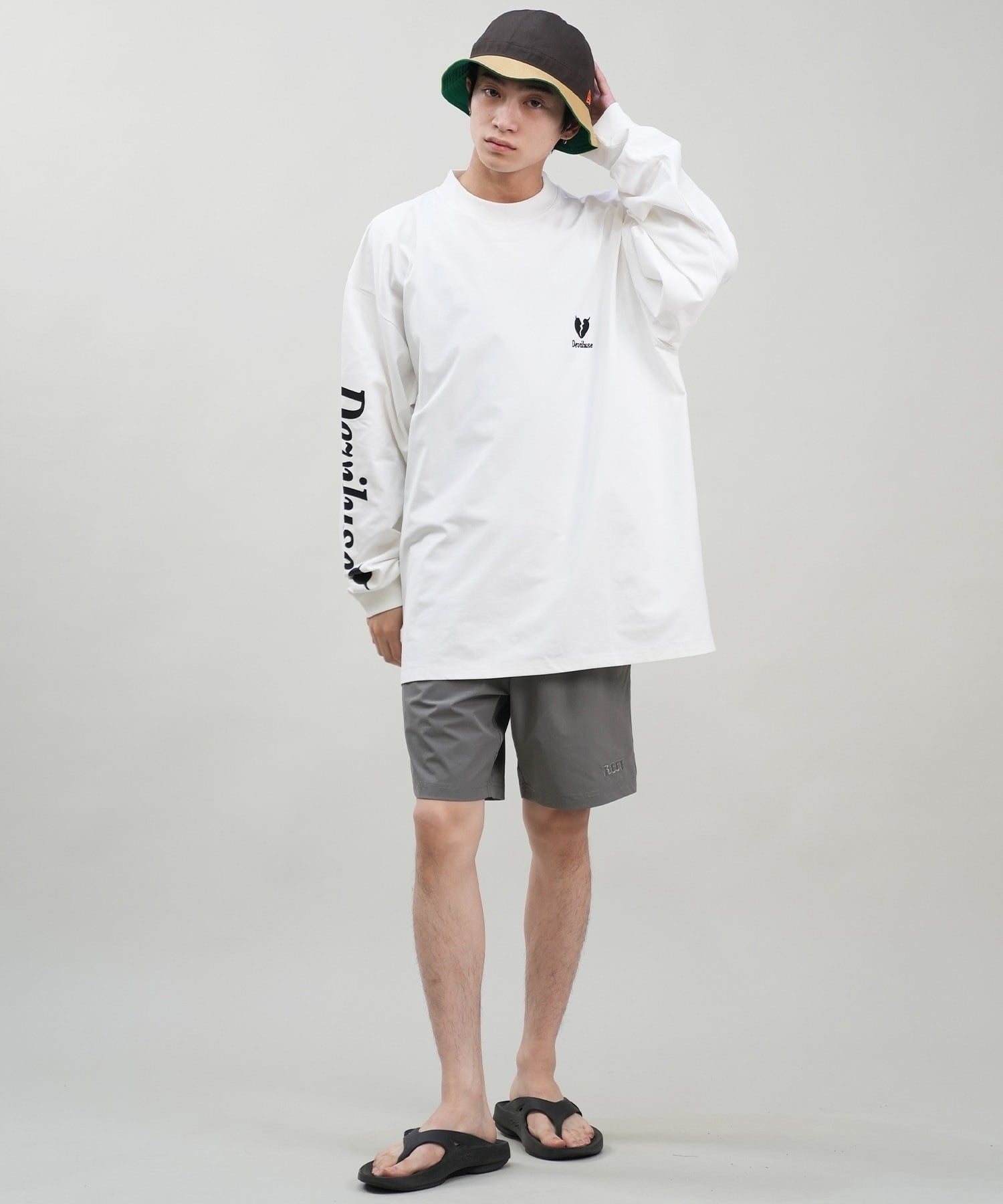 DEVILUSE デビルユース メンズ ラッシュガード 長袖 Tシャツ オーバーサイズ 水陸両用 ムラサキスポーツ限定 243OO1LT089DU(WHT-M)