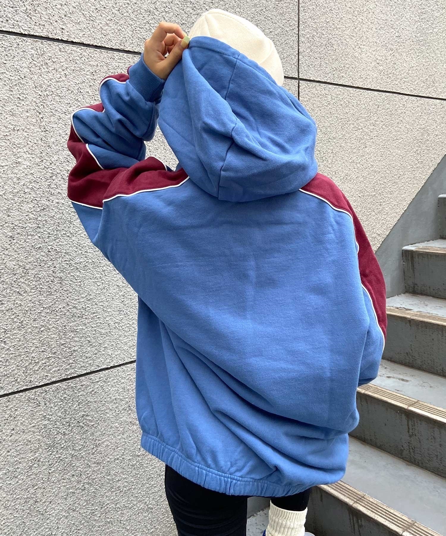 X-GIRL/エックスガール  CONTRAST COLOR SWEAT HOODIE レディース プルオーバー パーカー 105233012022(WHITE-M)