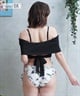 LAETITIA レリッタ 水着 レディース  オフショルダー 花柄 ショートパンツ 3点セット 441401(WT-9)