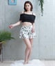 LAETITIA レリッタ 水着 レディース  オフショルダー 花柄 ショートパンツ 3点セット 441401(WT-9)