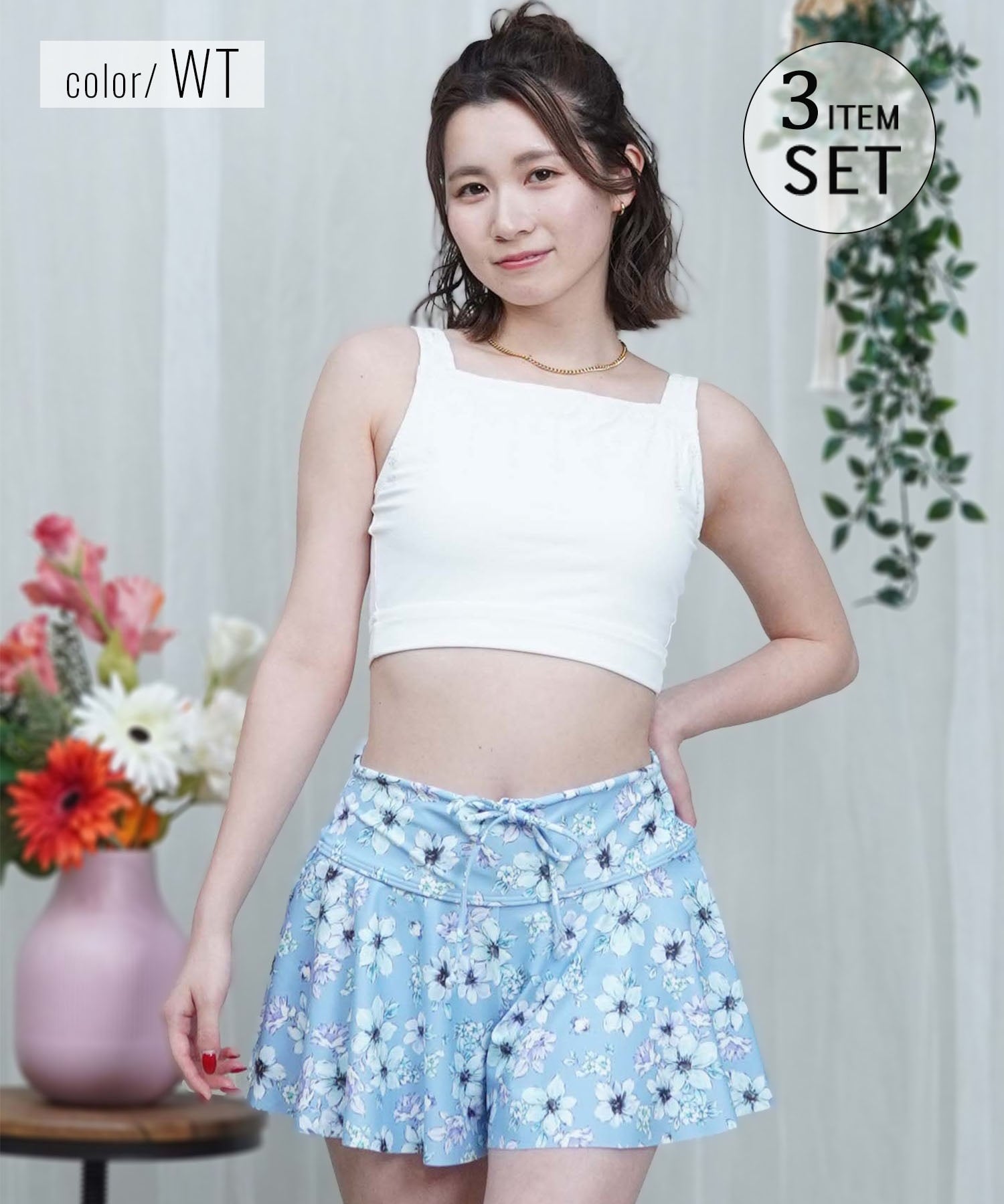 LAETITIA レリッタ 水着 レディース タンキニ 花柄 3点セット 441301(WT-9)