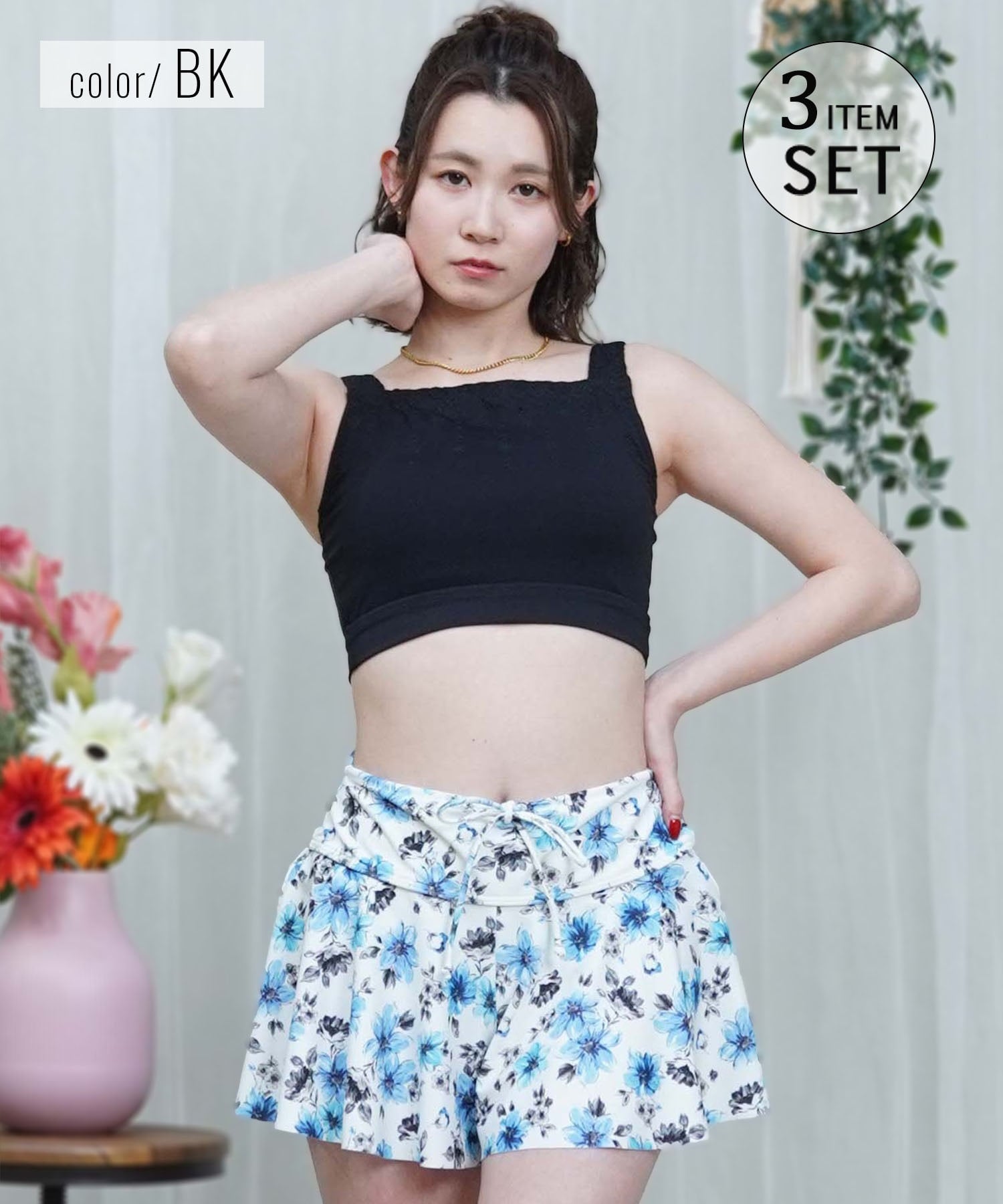 LAETITIA レリッタ 水着 レディース タンキニ 花柄 3点セット 441301(WT-9)