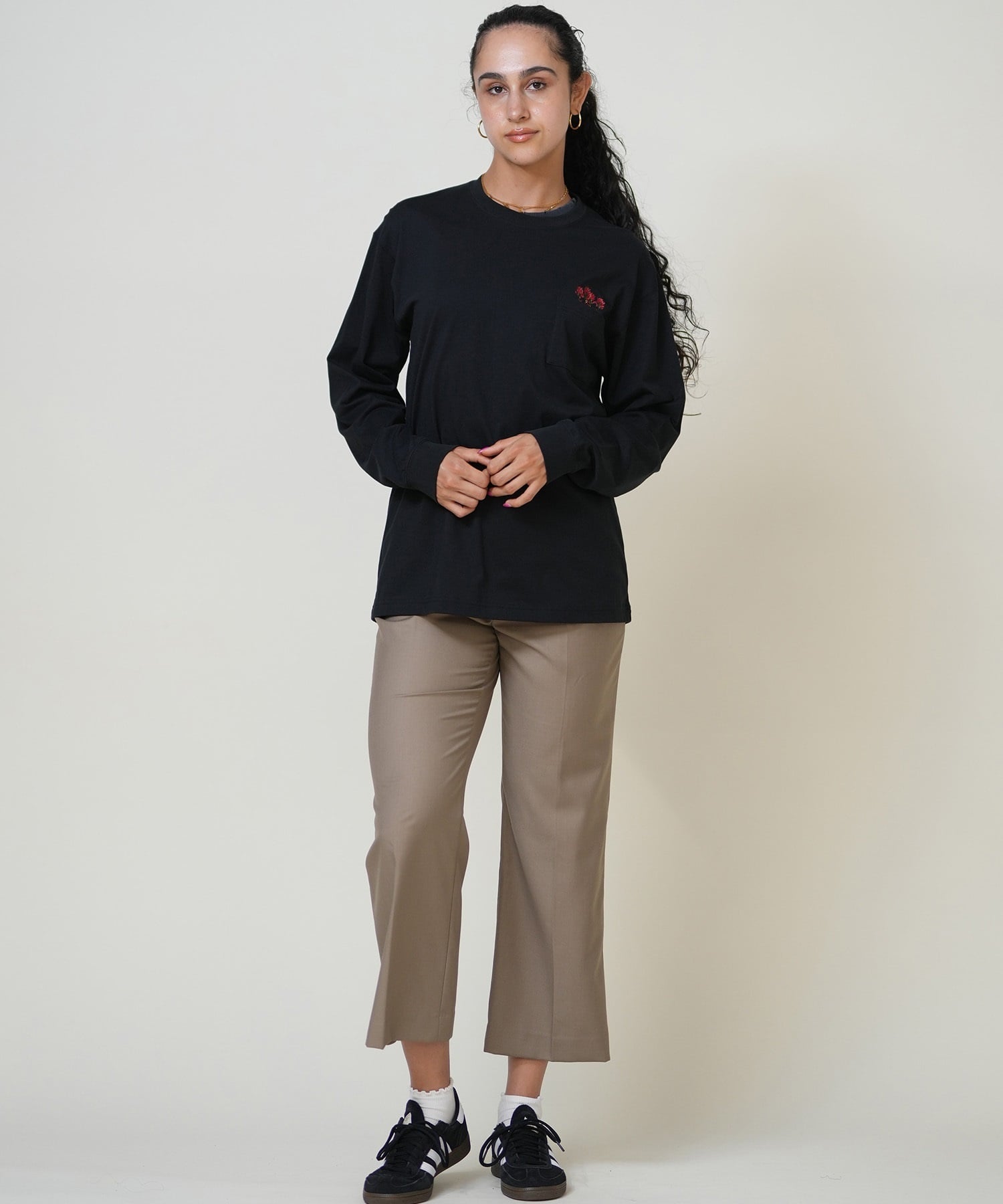 THE NORTH FACE ザ・ノース・フェイス 長袖 Tシャツ ロンT レディース 刺繍 花 ロングスリーブフラッシュドライフラワーロゴティー NT82535(K-S)