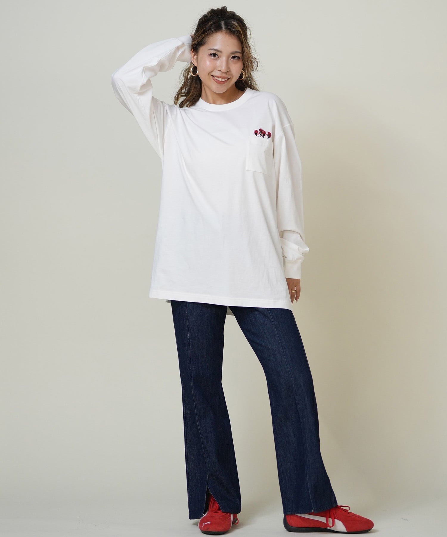 THE NORTH FACE ザ・ノース・フェイス 長袖 Tシャツ ロンT レディース 刺繍 花 ロングスリーブフラッシュドライフラワーロゴティー NT82535(K-S)