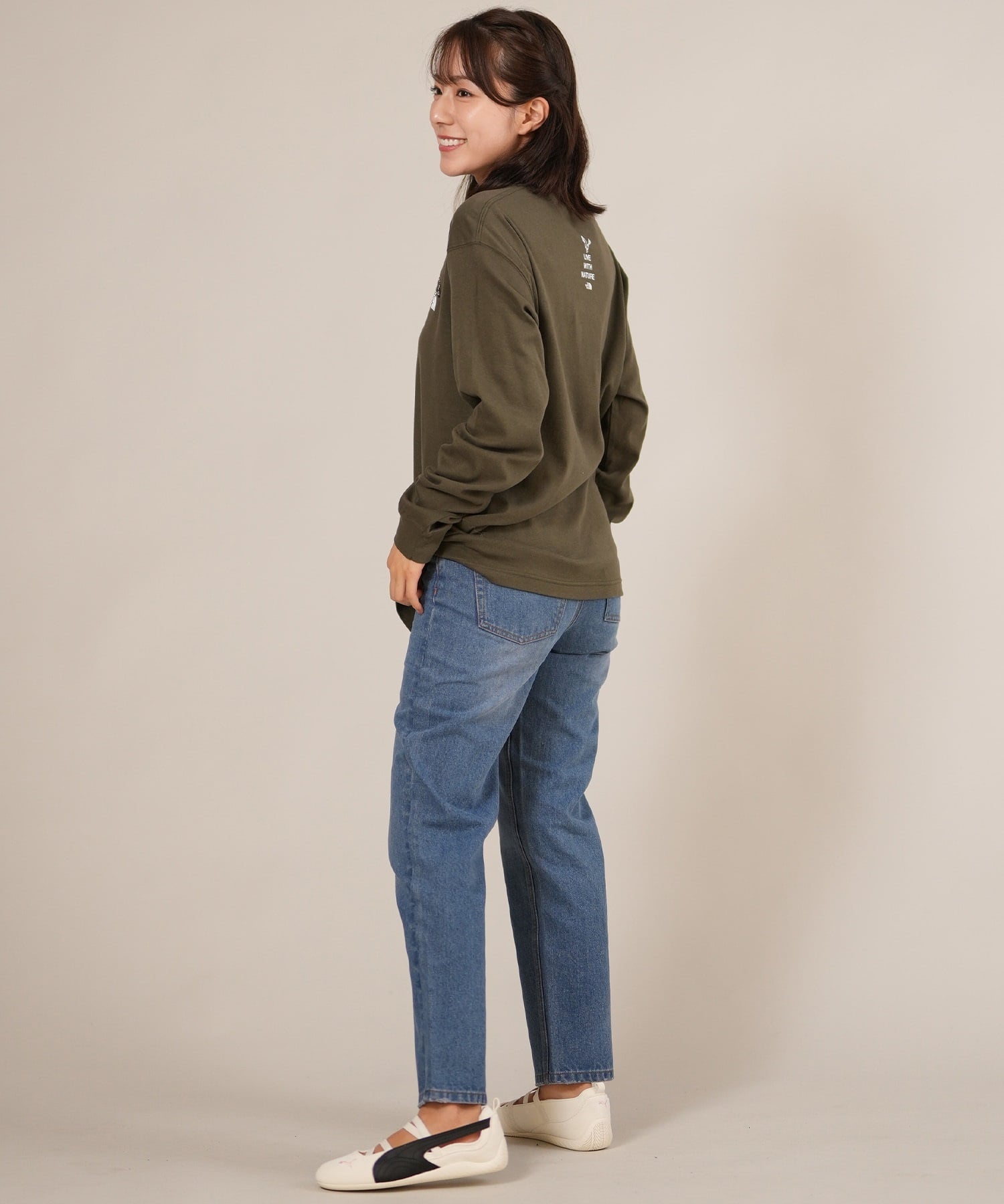 THE NORTH FACE ザ・ノース・フェイス 長袖 Tシャツ ロンT レディース 無地 ワンポイント ロゴ ロングスリーブズーピッカーティー NT82536(AG-S)