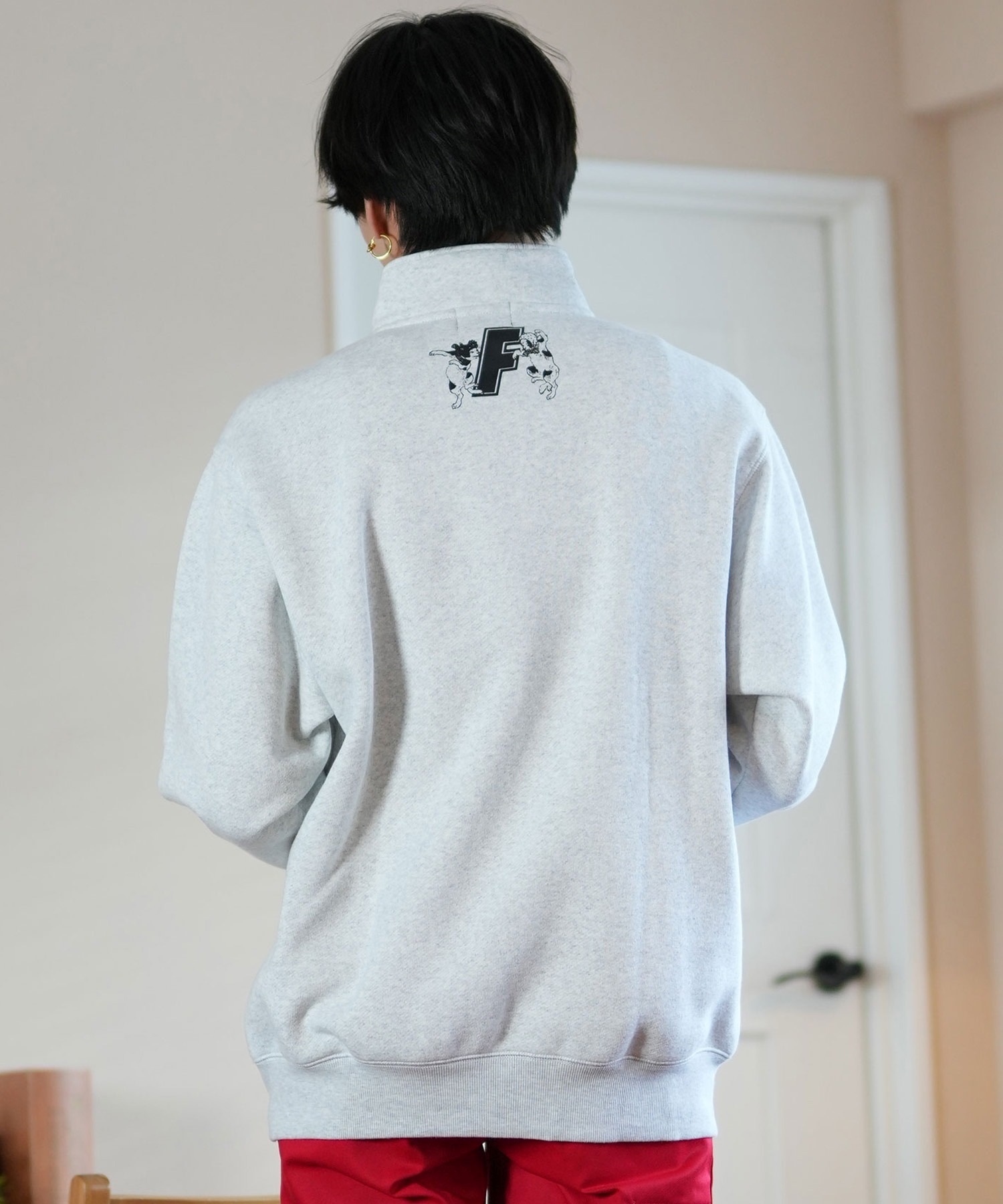 FORGET NEVER フォーゲットネバー ハーフジップトレーナー ビックシルエット 244OO1TR090FN	ムラサキスポーツ限定(BLK-M)