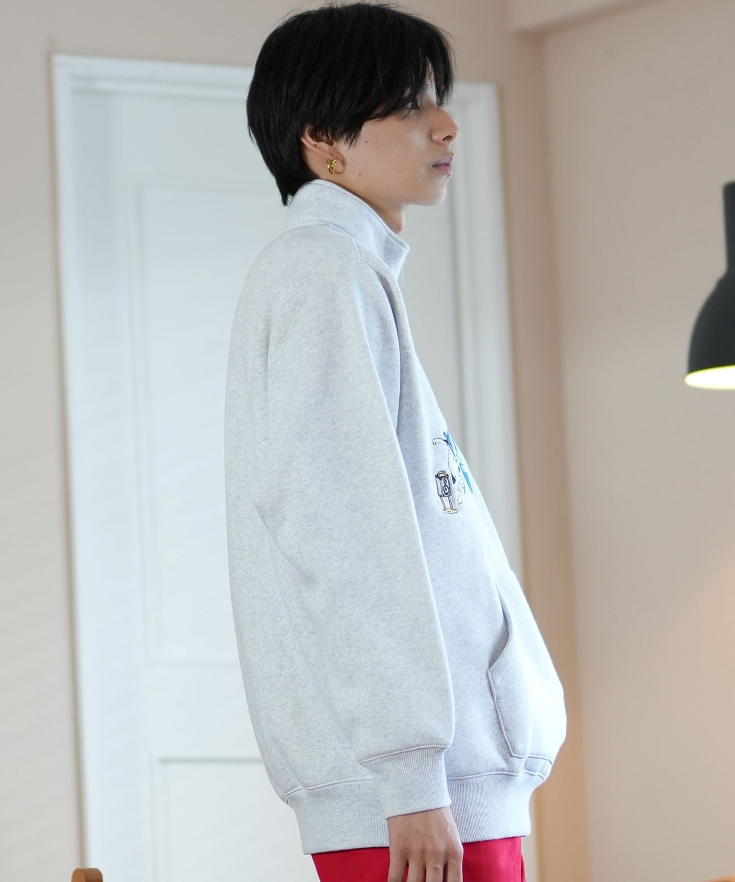 FORGET NEVER フォーゲットネバー ハーフジップトレーナー ビックシルエット 244OO1TR090FN	ムラサキスポーツ限定(BLK-M)