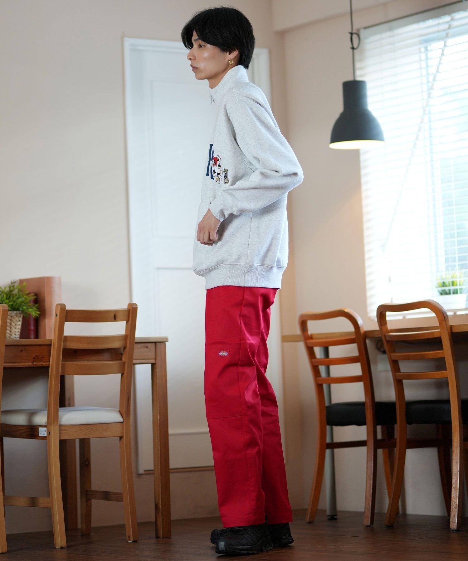 FORGET NEVER フォーゲットネバー ハーフジップトレーナー ビックシルエット 244OO1TR090FN	ムラサキスポーツ限定(BLK-M)