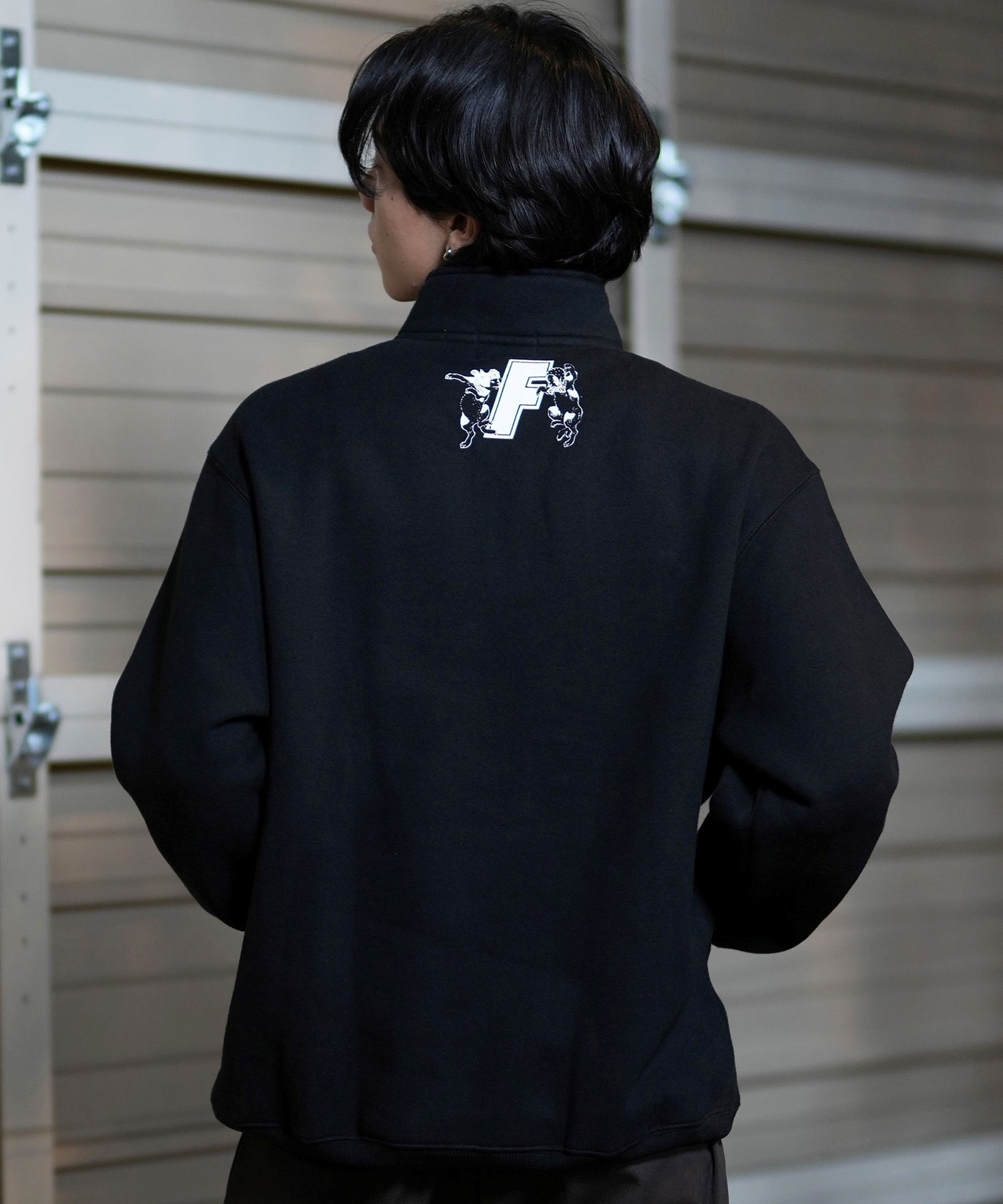 FORGET NEVER フォーゲットネバー ハーフジップトレーナー ビックシルエット 244OO1TR090FN	ムラサキスポーツ限定(BLK-M)