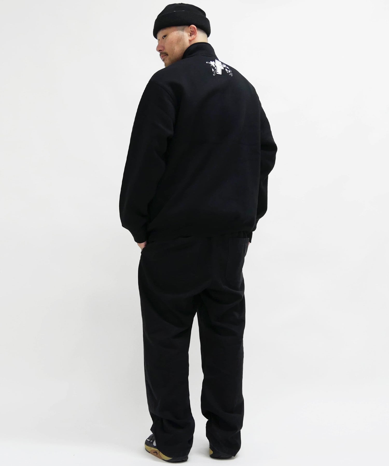 FORGET NEVER フォーゲットネバー ハーフジップトレーナー ビックシルエット 244OO1TR090FN	ムラサキスポーツ限定(BLK-M)