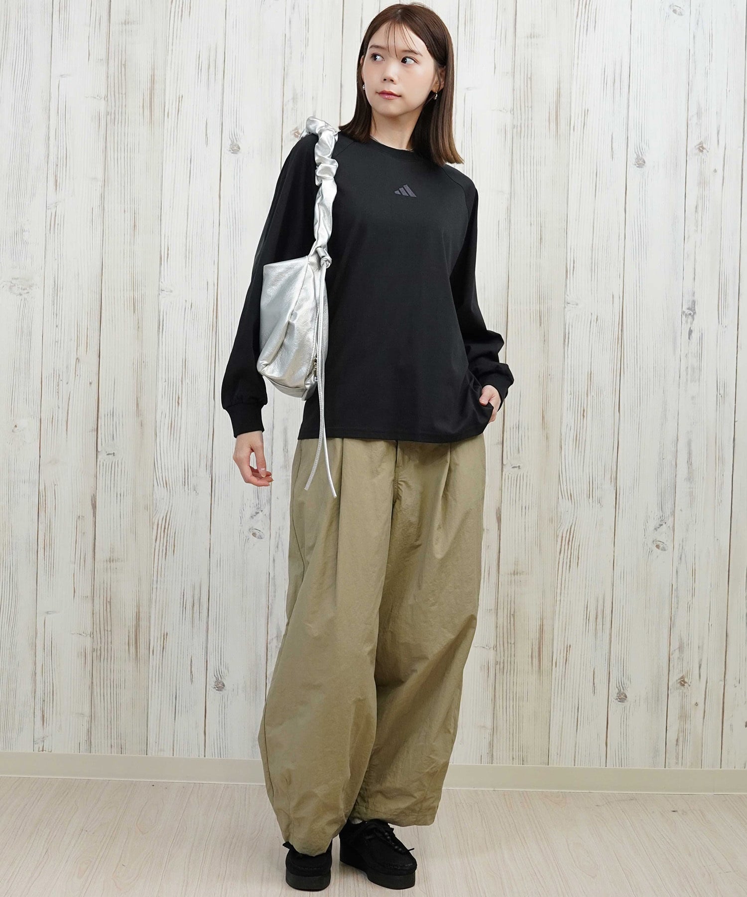 adidas アディダス 長袖 Tシャツ ロンT レディース バックテープ CX380(BK-M)