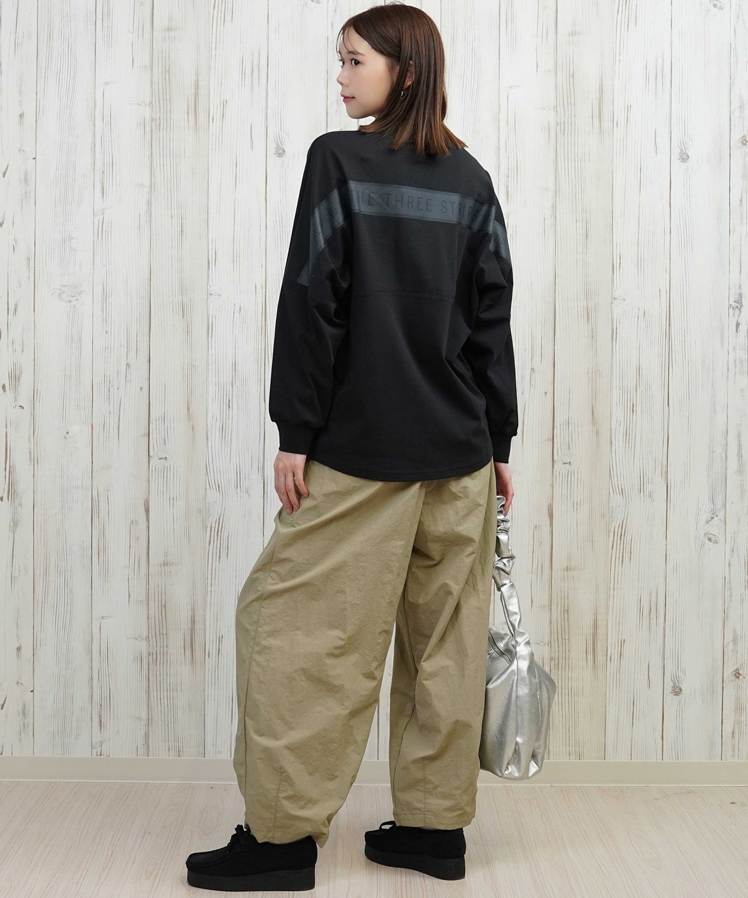 adidas アディダス 長袖 Tシャツ ロンT レディース バックテープ CX380(BK-M)