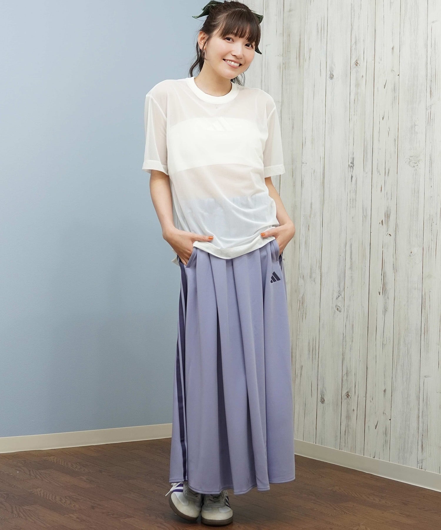 adidas アディダス スカート レディース フレアスカート 3ストライプス SH903(BE/PK-S)